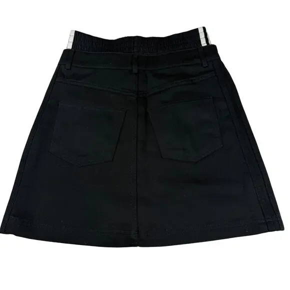 Adidas Firebird Denim Mini Skirt Black Size 2 - Picture 2 of 6